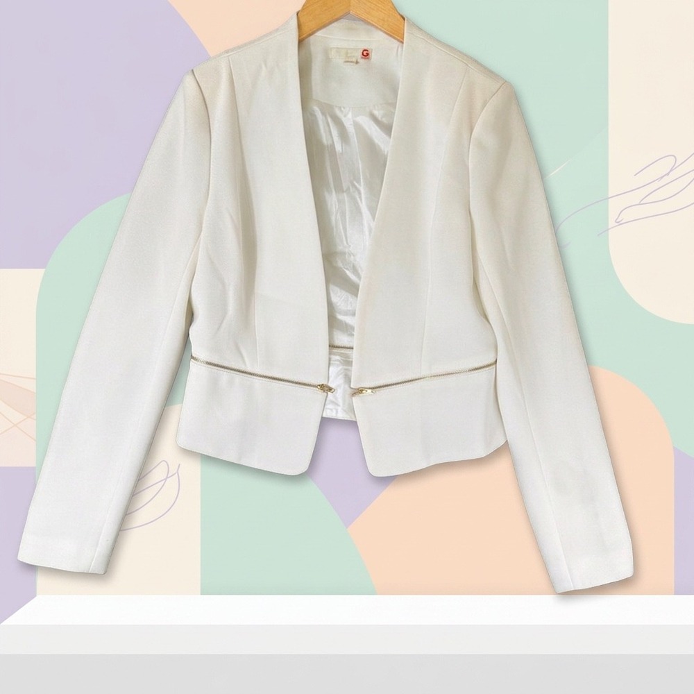 White Open Front Women's Blazer Jacket